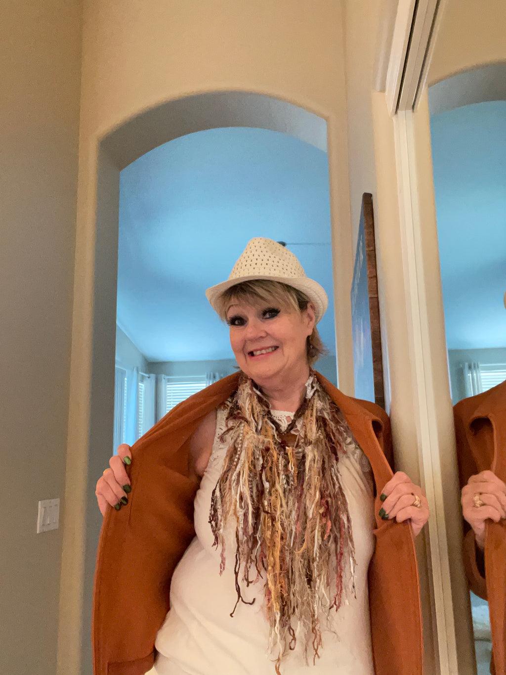 Brown, Gold, Beige & White Rag Time Infinity Scarf