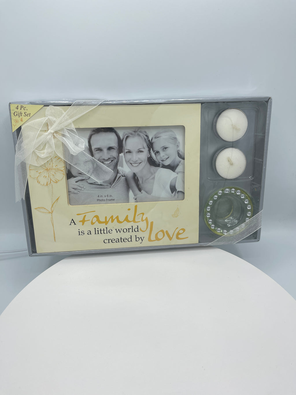 Yellow Family Frame & Tea-light Candle Set
