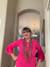 Hot Pink, Black & White Turkish Ladder Ribbon Scarf
