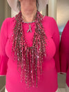 Hot Pink, Black & White Turkish Ladder Ribbon Scarf