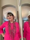 Hot Pink, Black & White Turkish Ladder Ribbon Scarf