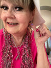 Hot Pink, Black & White Turkish Ladder Ribbon Scarf