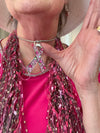 Hot Pink, Black & White Turkish Ladder Ribbon Scarf