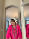 Hot Pink, Black & White Turkish Ladder Ribbon Scarf