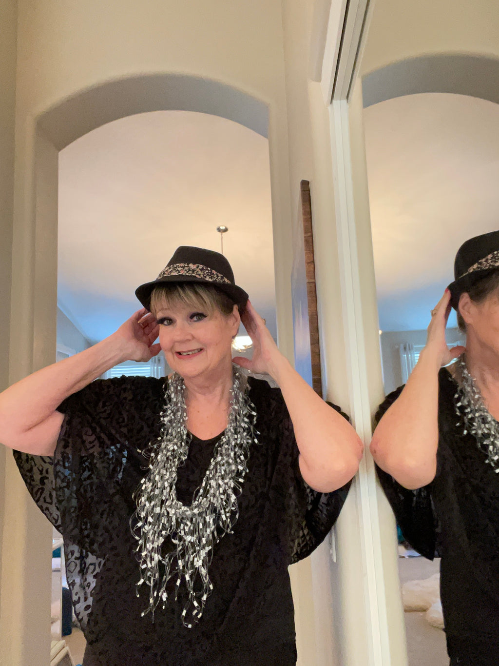 Black & Silver Turkish Ladder Ribbon Scarf