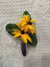 Silver Floral Sunflower Corsage & Pin
