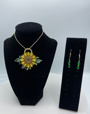 Sunflower Pendent & Matching Earrings