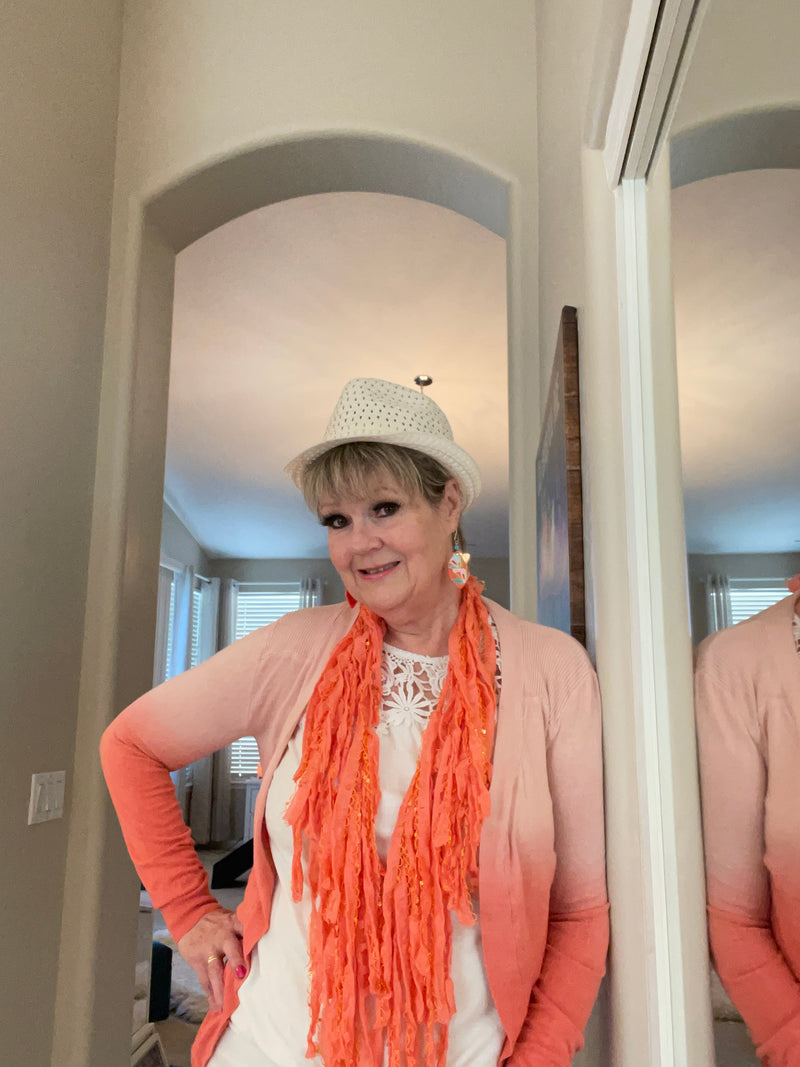 Coral Infinity Scarf w/ Embroider & Coral Sequins of Our 