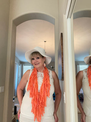 Coral Infinity Scarf w/ Embroider & Coral Sequins of Our "Son Light" Collection