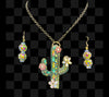 Rhinestone Cactus Pendent & Matching Earring Set