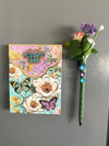 Butterflies & Magnolia's Floral Notepad W/Magnetic Pen