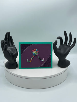 Purple & Teal Rhinestone Mixed Media Card