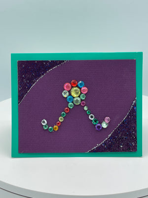 Purple & Teal Rhinestone Mixed Media Card