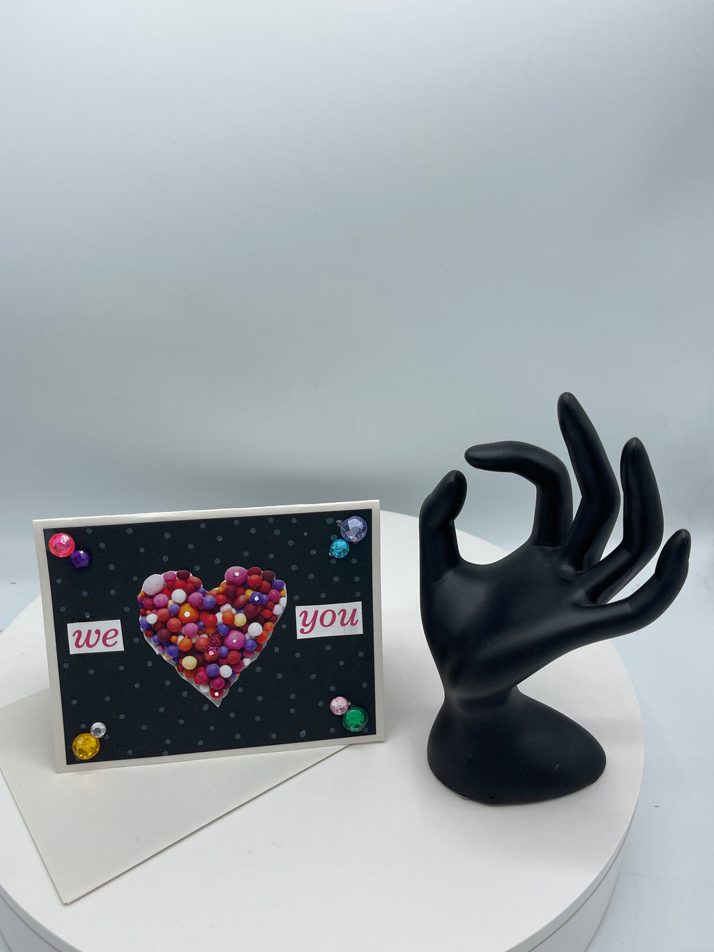 Black "We Love You" Candy Heart Card