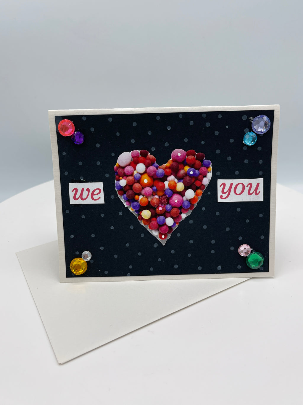 Black "We Love You" Candy Heart Card
