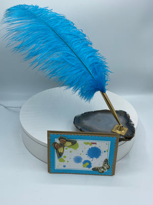Turquoise Butterfly Card w/ Khaki Envelope.
