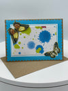 Turquoise Butterfly Card w/ Khaki Envelope.