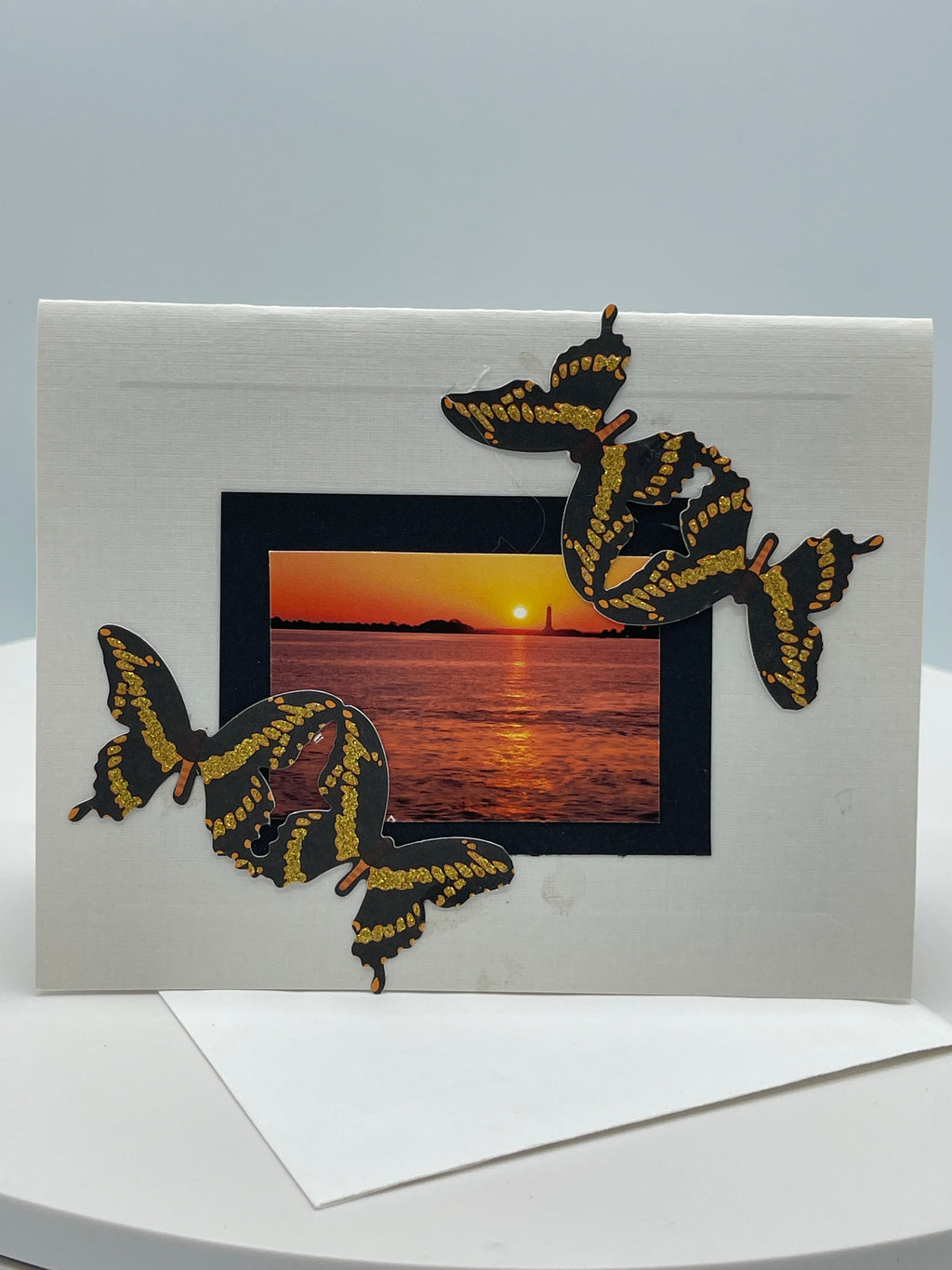 Picture Perfect Ocean Sunset w/ Butterflies Card
