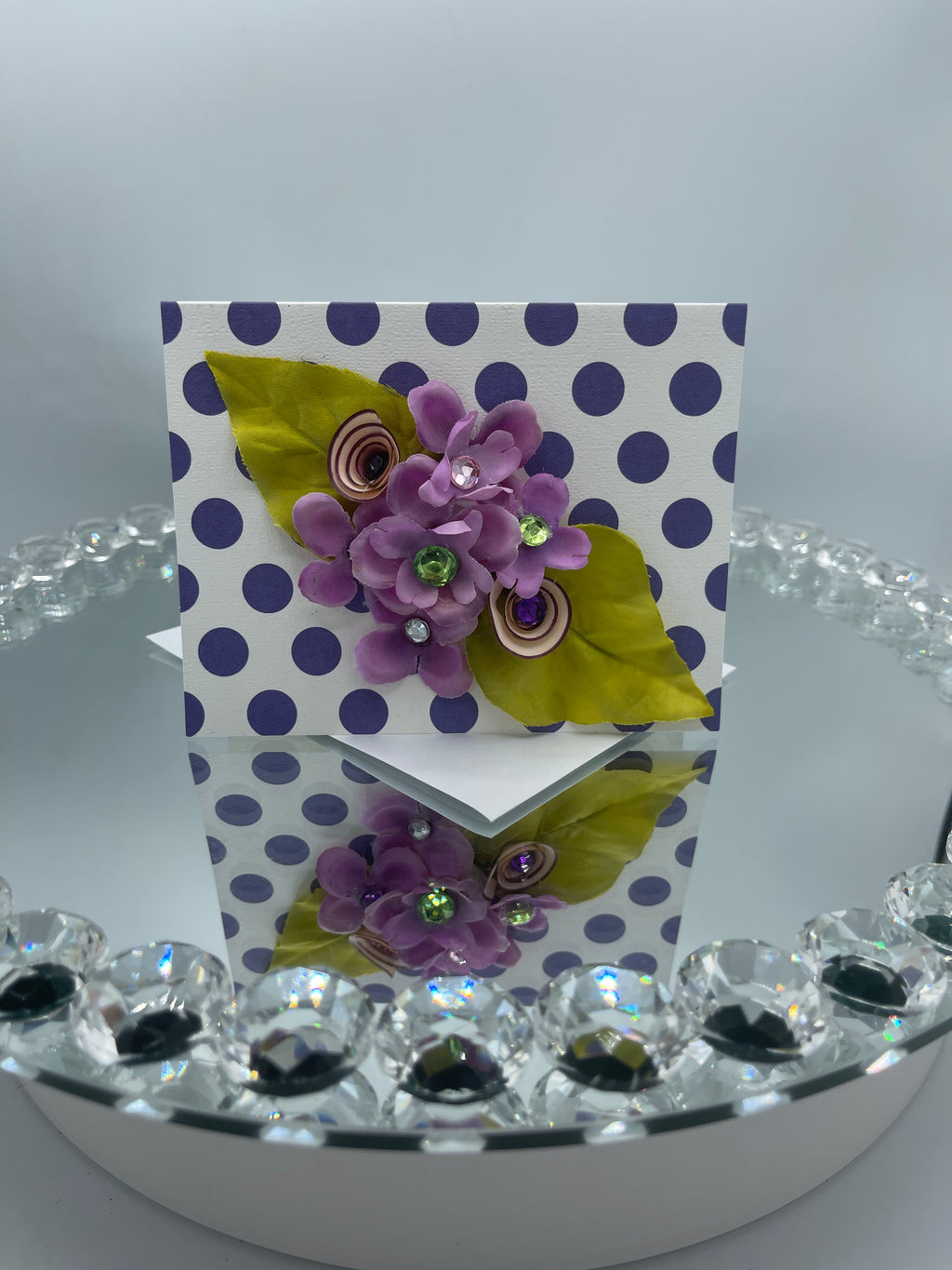 3-D Lavender Floral w/ Rhinestones