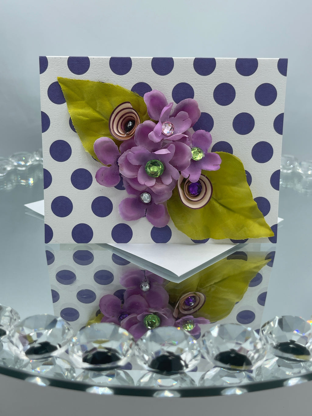3-D Lavender Floral w/ Rhinestones