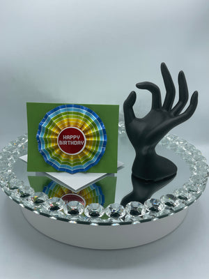 3-D Green & Multi-Colored Happy Birthday Fan Card