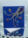 Sapphire Blue Glitter w/Clear Medallions & Rhinestones Card