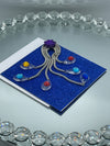 Sapphire Blue Glitter w/Clear Medallions & Rhinestones Card
