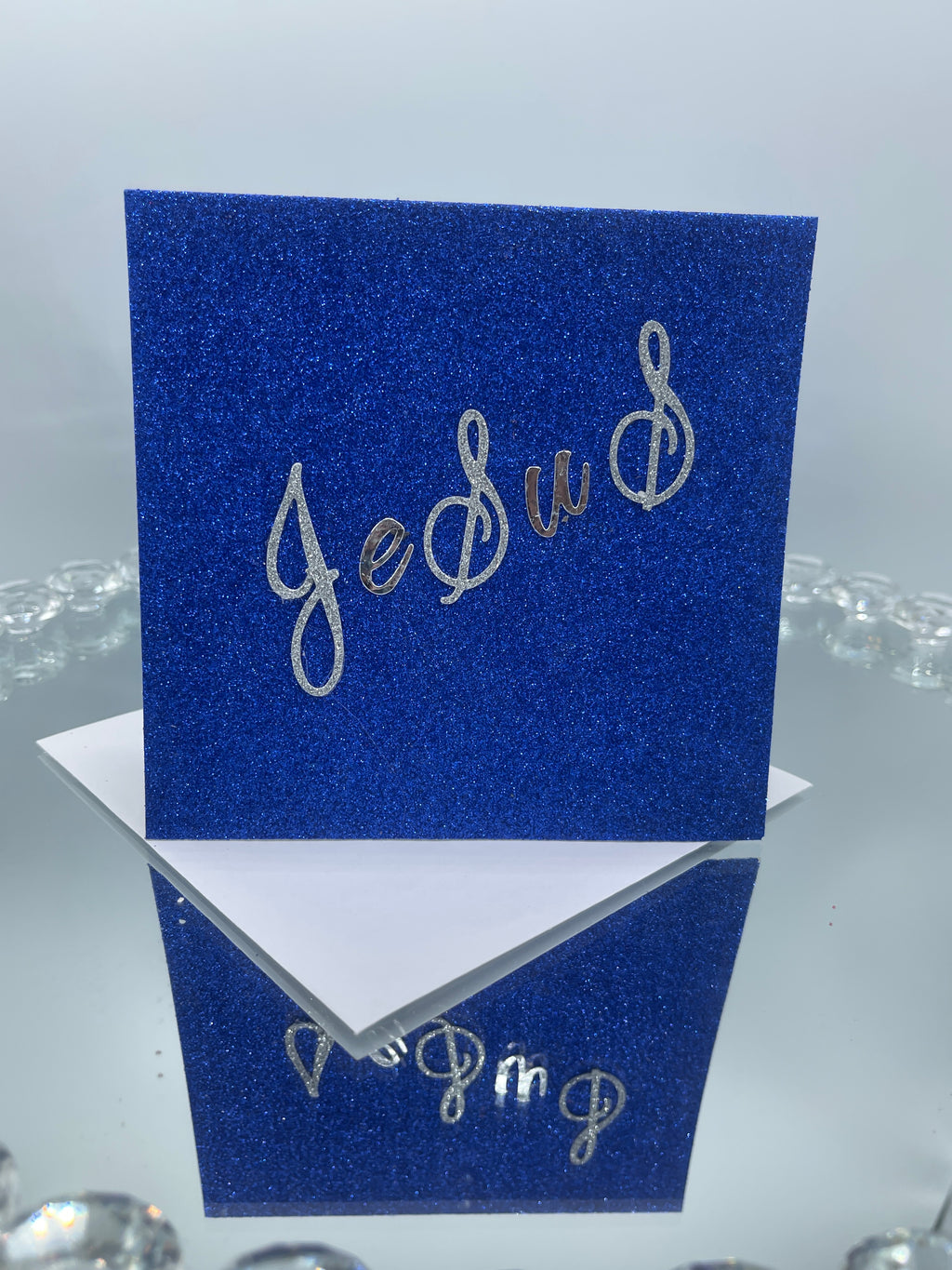 Sapphire Blue Glitter Jesus Card
