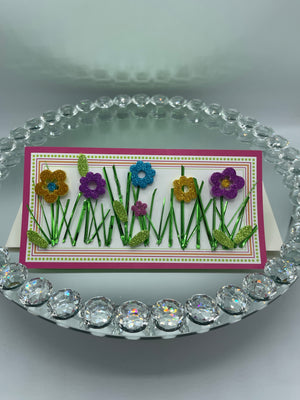 3-D Glitter Flower & Grass Card
