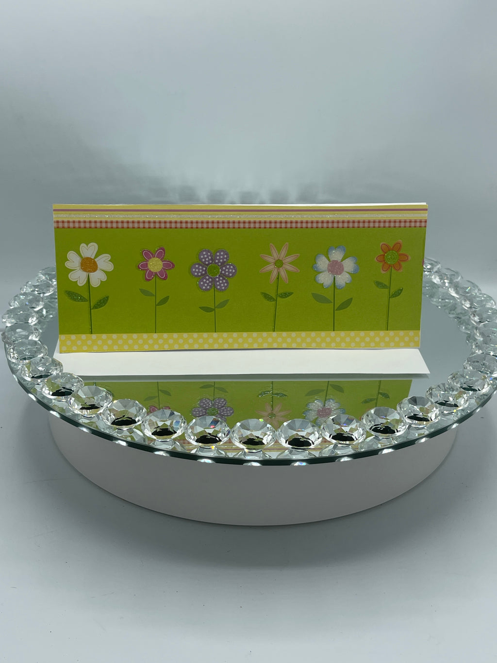 Lime Green & Yellow Glitter Floral Card