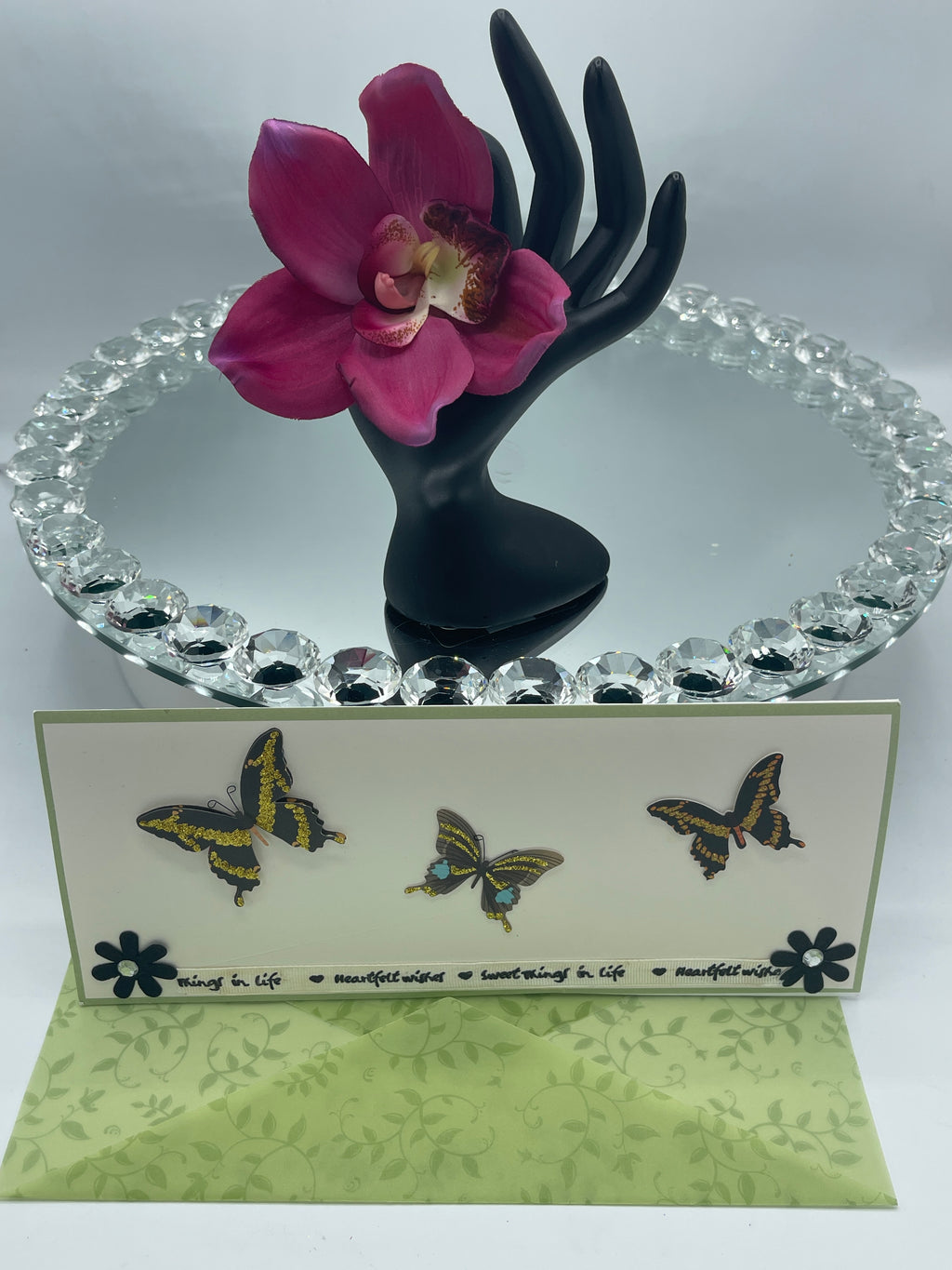 Butterfly Card in Green Vellum Enclosure