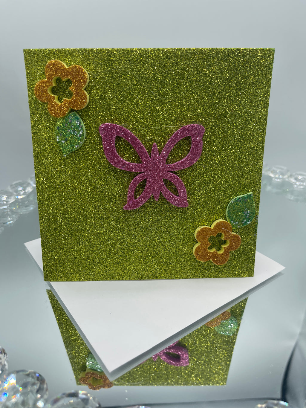 Green Glitter Butterfly Card
