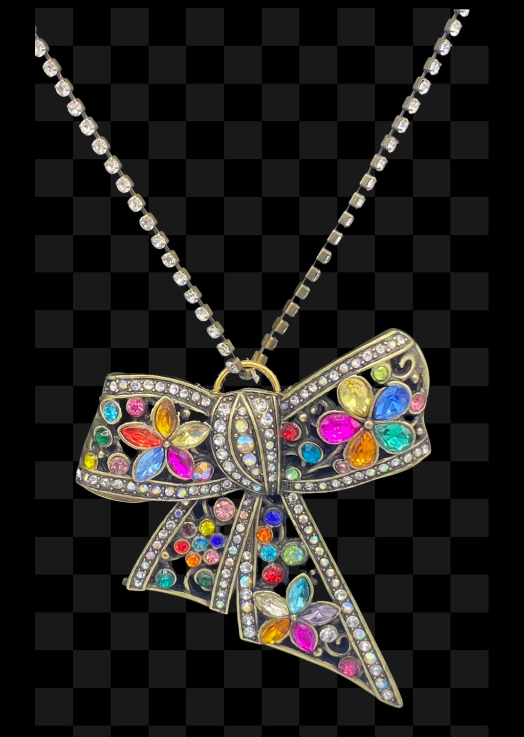 Stunning Rhinestone Pendent on Silver Rhinestone Chain w/ Earrings (Clearance)