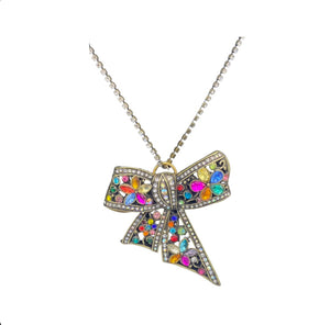 Stunning Rhinestone Pendent on Silver Rhinestone Chain w/ Earrings (Clearance)