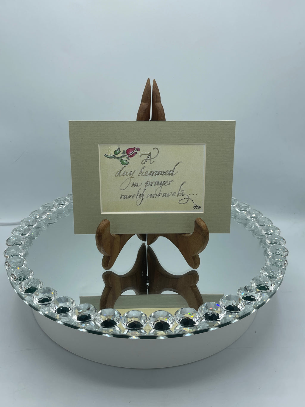 Light Green Matted Calligraphy Print:  "A Day Hemmed in Prayer..."