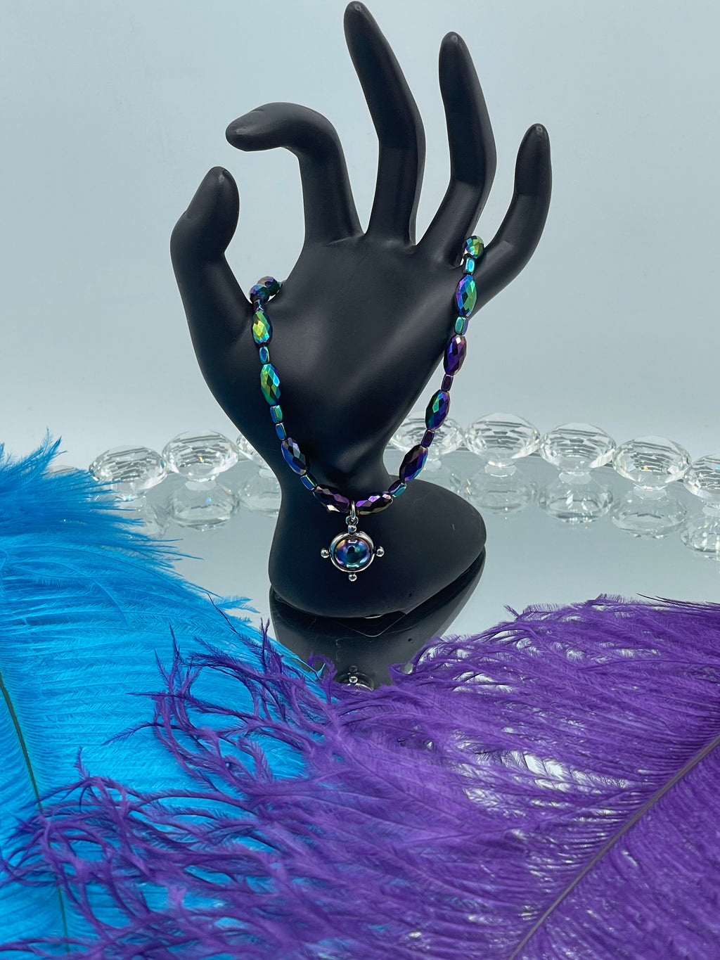 Metallic Purple Anklet w/Silver & Purple Medallion