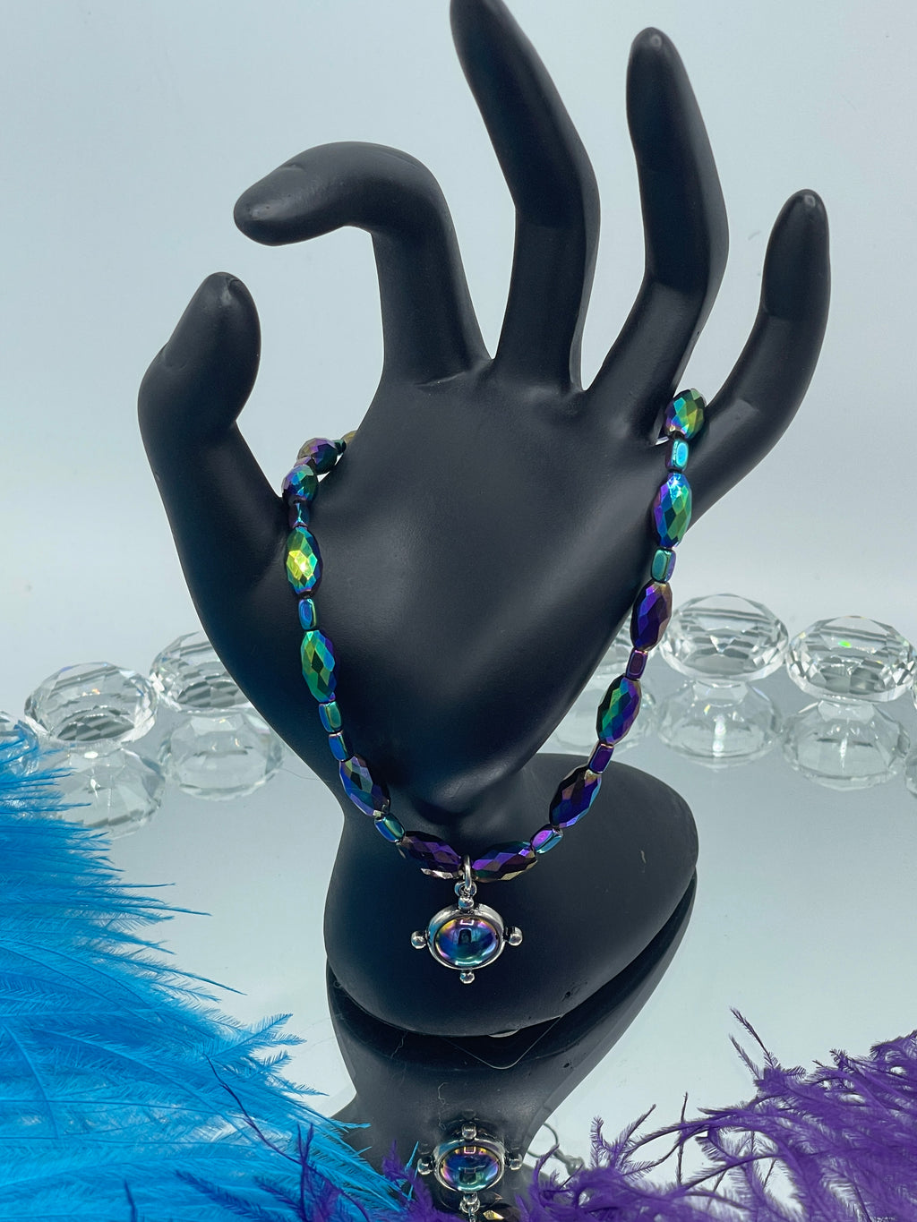 Metallic Purple Anklet w/Silver & Purple Medallion