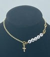Gold Chain Anklet w/Cross & Beaded "FAITH." (Clearance)