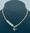 Gold Chain Anklet w/Clear Beads & Dove w/ Beaded "HOPE" (Clearance)