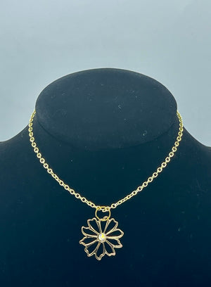 Gold Chain w/ Flower & Rhinestone Center Anklet (Clearance)