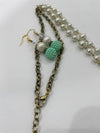 Mint Green & Pearl Floral Necklace w/ Matching Mint Green & Pearl Earrings (Clearance)