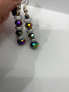 Multi-Colored Purple & Blue Metallic Beaded Bracelet w/Matching Earrings