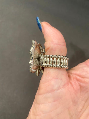 Silver Rhinestone Butterfly Thumb Ring