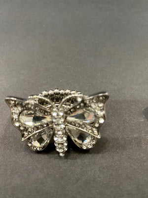 Silver Rhinestone Butterfly Thumb Ring