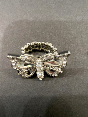 Silver Rhinestone Butterfly Thumb Ring