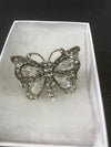 Silver Rhinestone Butterfly Thumb Ring