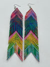 Multi-Colored Arrow Leather Feather Earrings