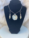 Two Tiered Pearlescent Seashell Necklace & Matching Earrings