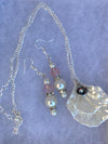 Two Tiered Pearlescent Seashell Necklace & Matching Earrings