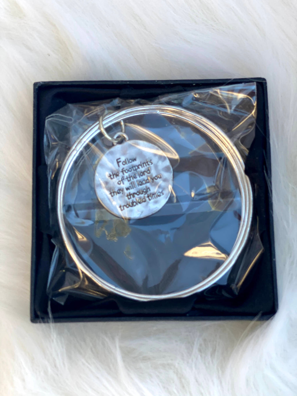 Silver Bangle Bracelet w/Charm